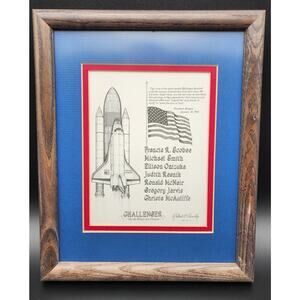1986 Challenger “On the Wings of a Dream” Framed Lithograph by Robert L. Conely